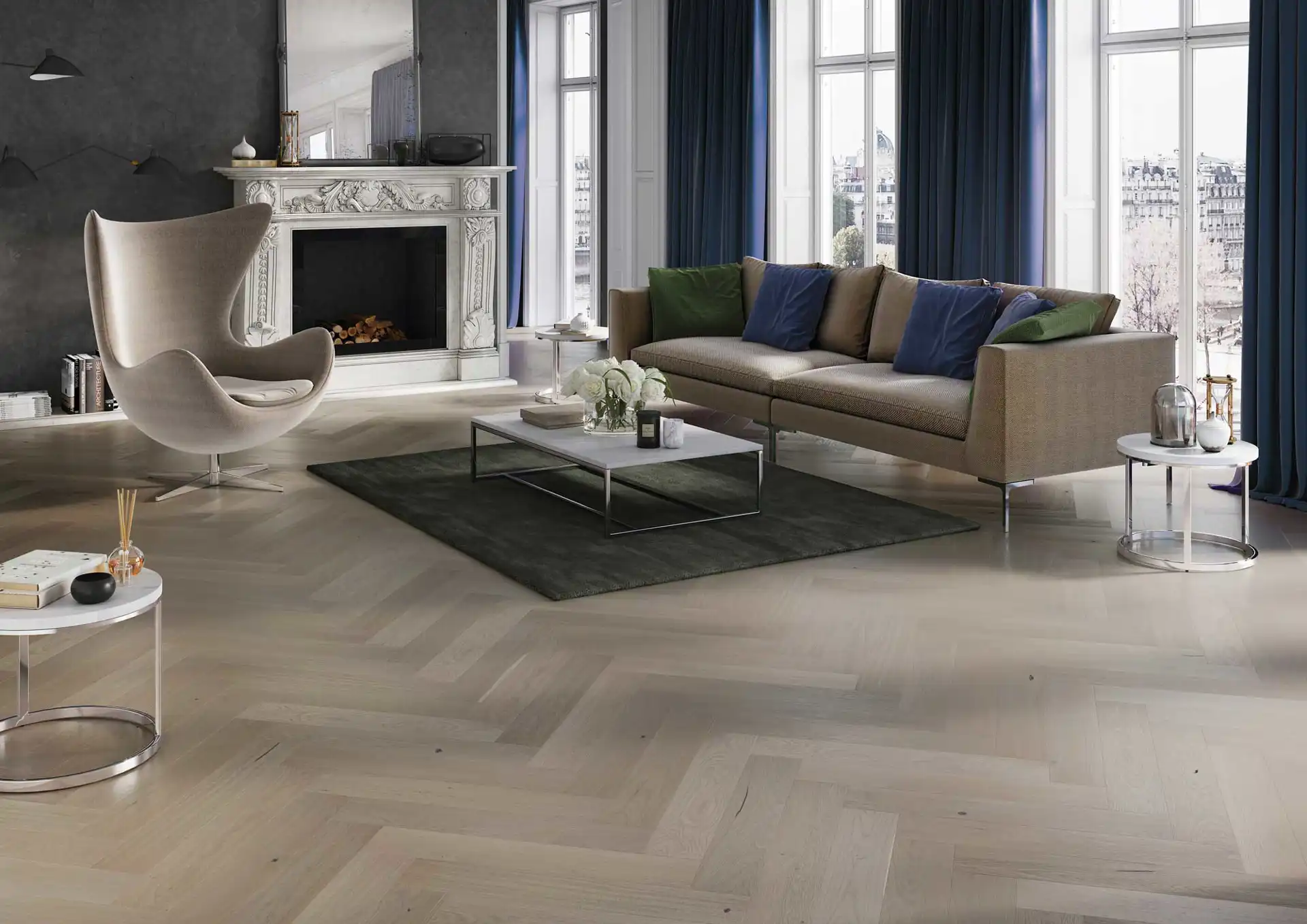 Parkett SAGA Herringbone Platinum -happyhomes